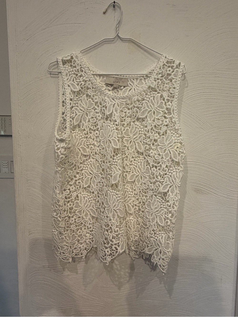 LOFT Cream Crochet Lace Shell Top